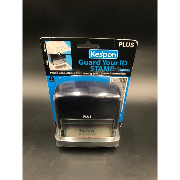 Kespon Guard Your ID Stamp Plus 1" x 2.75" Large Size Black Ink New 37-261 - Picture 1 of 3